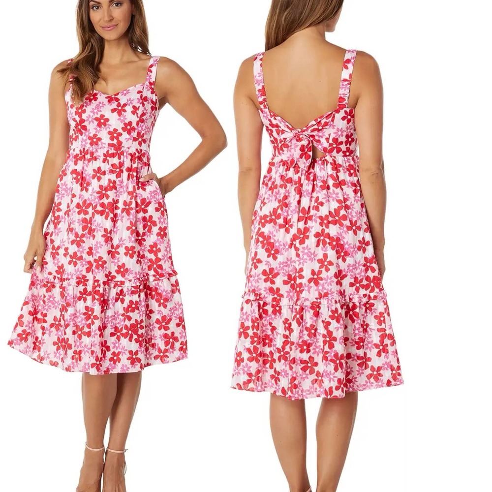 Draper James Pink and Red Floral Midi Dress